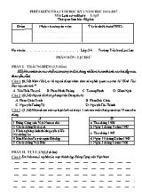 Đề kiểm tra học kì I môn Lịch sử và Địa lí lớp 5 - Năm học 2016-2017